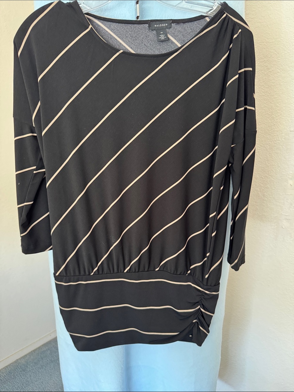 Halogen Black Tunic with Tan Stripe Detail